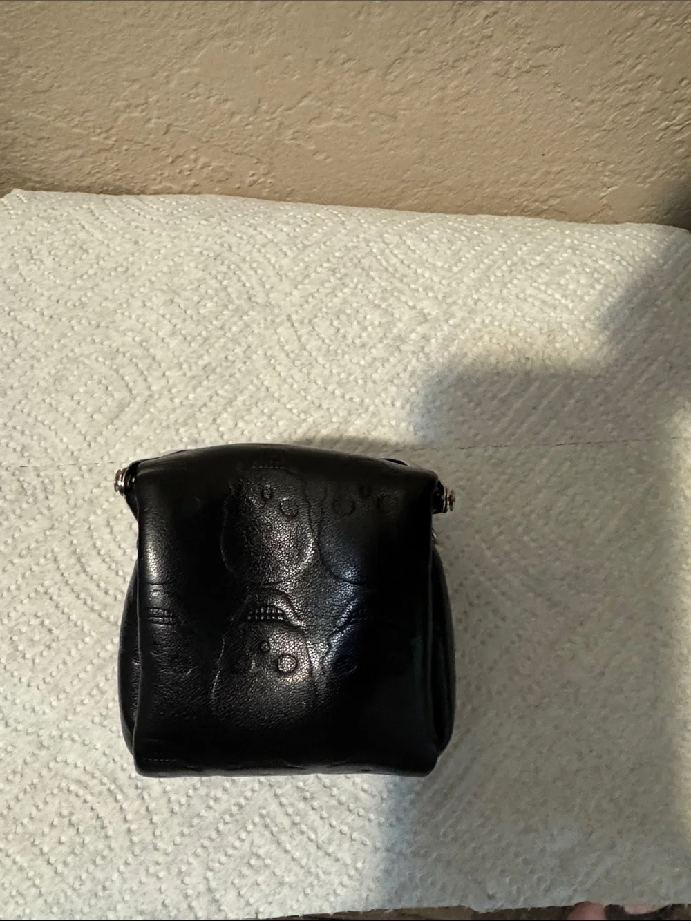 Black Skull Coin Purse with Silver Hardware